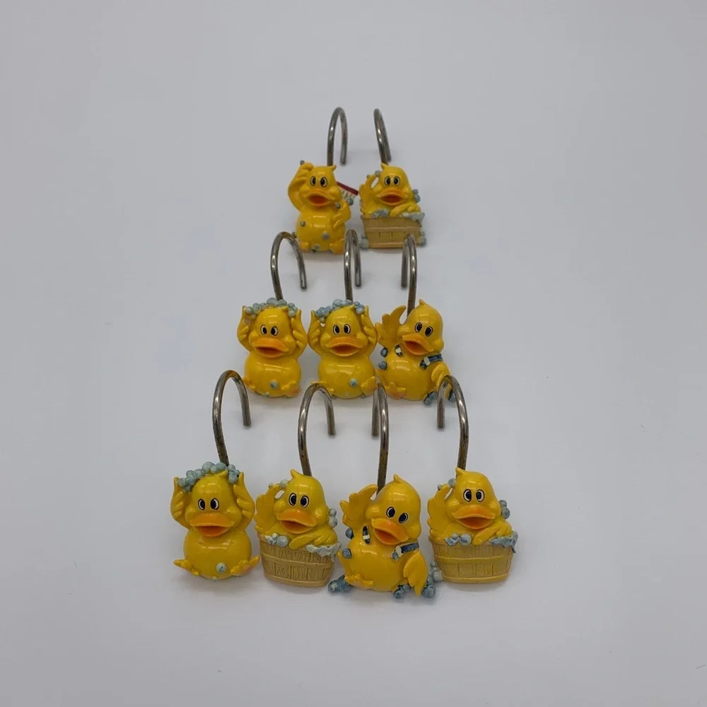 Vintage 9 Pcs Yellow Ducklings Shower Curtain Rings